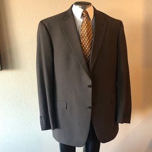 Brown mens suit 2 button pin stripes pleated pants
